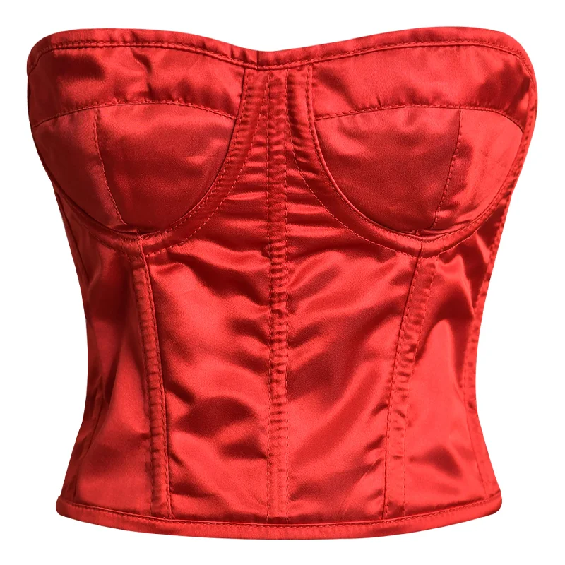 French - style bustiers for a romantic lookRed Satin corset top - Overbust Corset