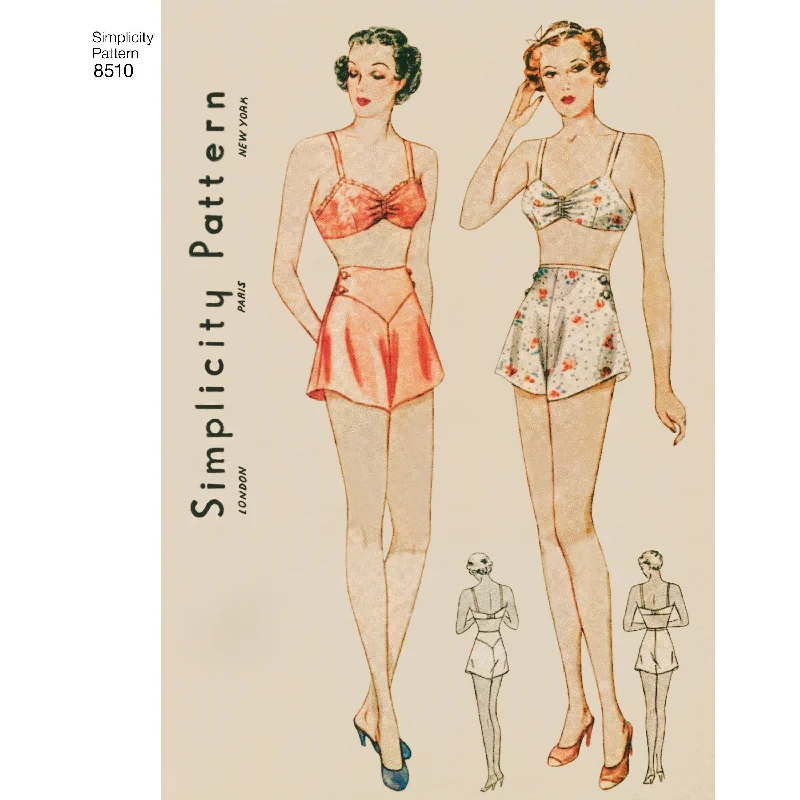 Simplicity Pattern 8510  miss vintage brassiere panties