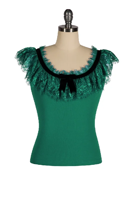 Bohemian - style corsets with tassels and embroideryFifi D'Amour Lace Up Camisole (Emerald Green) Bohemian - style corsets with tassels and embroideryFifi D'Amour Lace Up Camisole (Emerald Green)