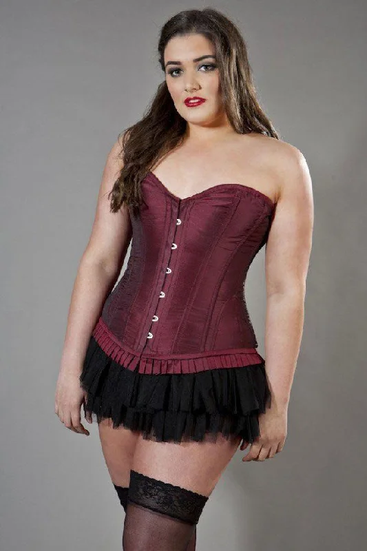 Red corsets for a passionate and attention - grabbing stylePetra Overbust Longline Plus Size Corset In Taffeta
