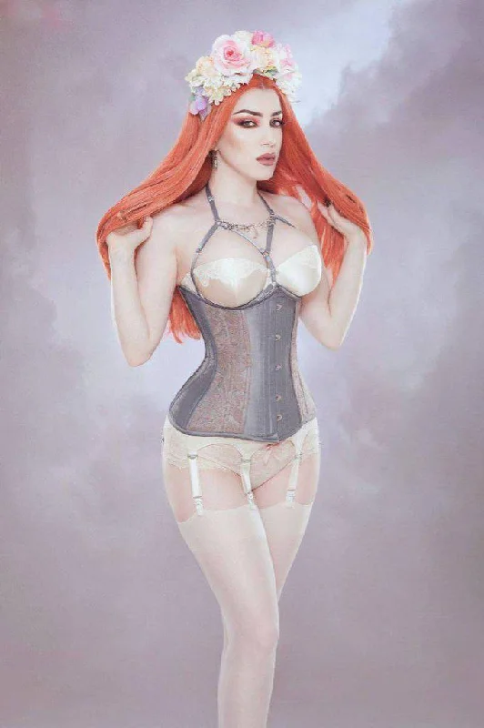 Geometric - printed bustiers for a modern and trendy lookSylvie Underbust Steel Boned Corset In Taffeta With Lace