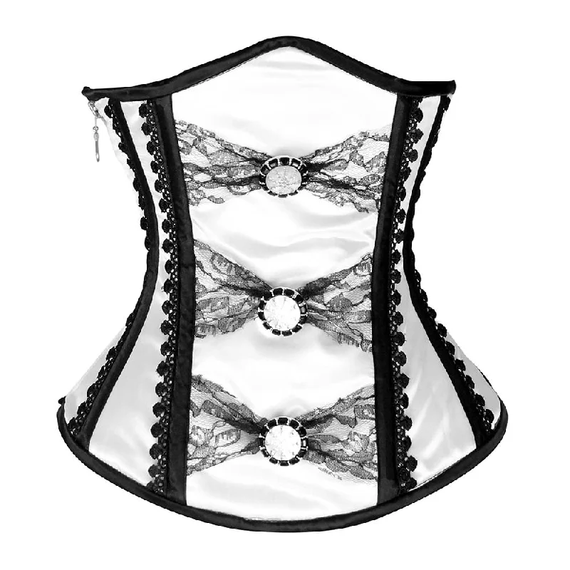 Black and White Satin Corset - Under Bust  Corset