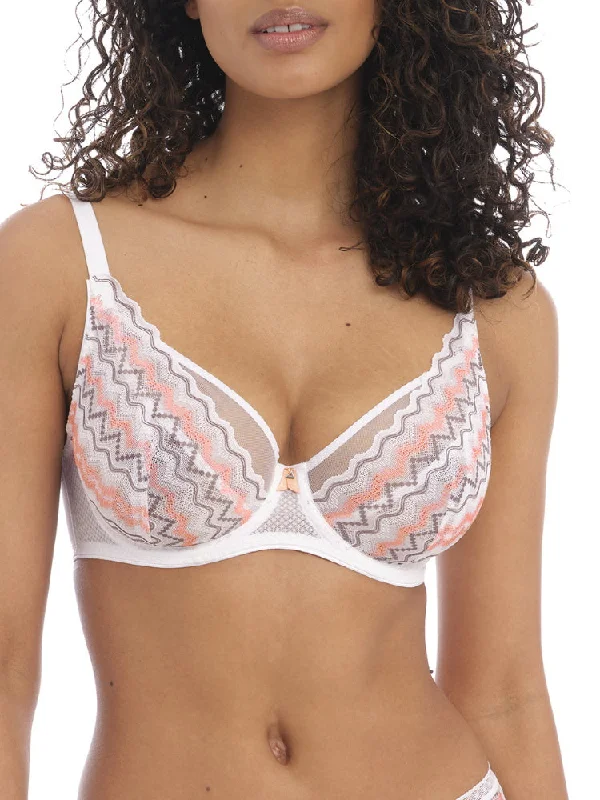 Elegant French Lace Lingerie for Women Festival Vibe High Apex Bra - White Coral