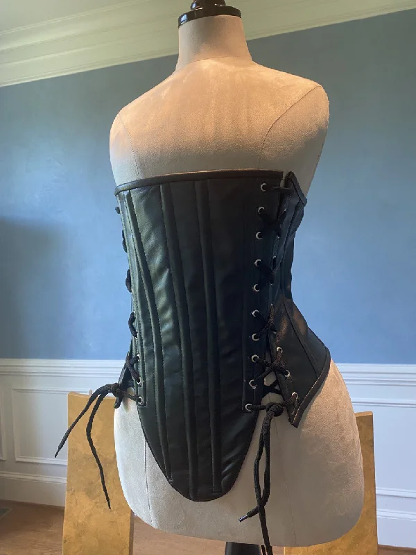 Lambskin full bust or underbust vintage historical pattern corset. Different colors of leather are available