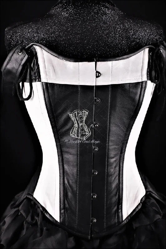Silk bustiers for a luxurious and smooth feelLeather Overbust Corset; Tulip in Black & White