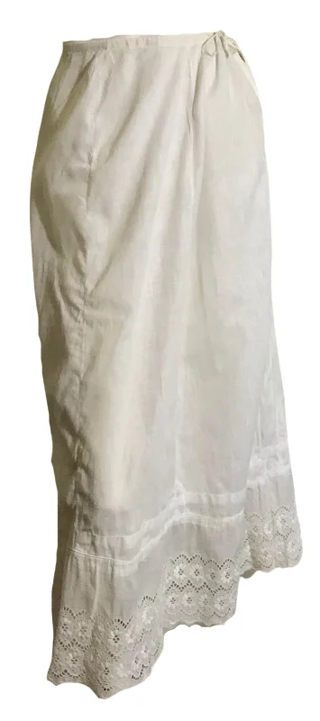 Sexy Lingerie for Women with Stockings Eyelet Lace Trimmed White Cotton Petticoat circa 1890s Sexy Lingerie for Women with Stockings Eyelet Lace Trimmed White Cotton Petticoat circa 1890s