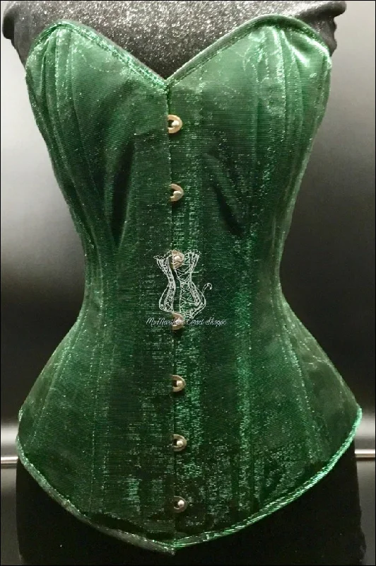 Silk Overbust Corset; Sparkle Green