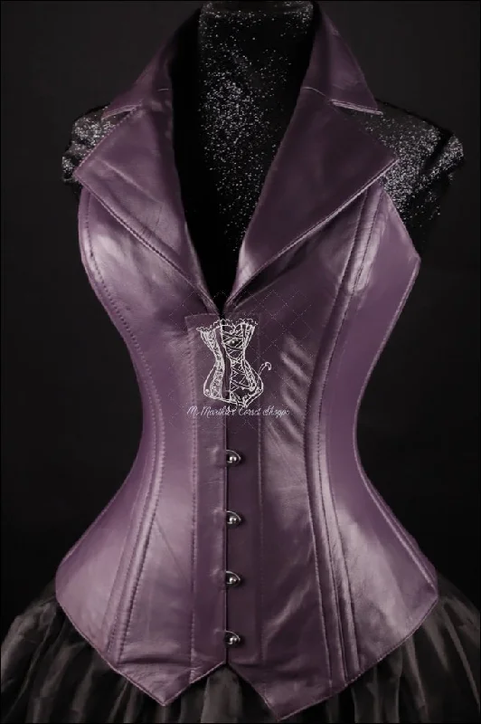 Leather Overbust Corsevest; Purple