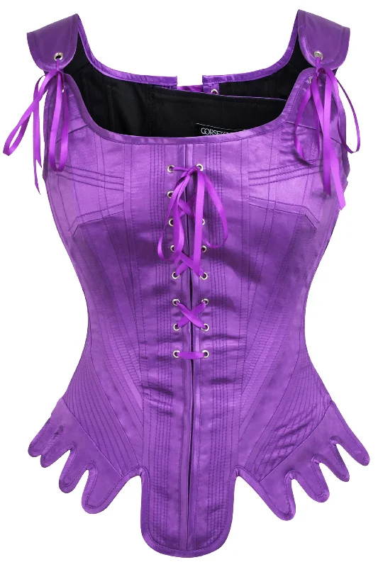 Satin corsets with a shiny and elegant finishHistorically Inspired Satin Overbust Corset in Violet Satin corsets with a shiny and elegant finishHistorically Inspired Satin Overbust Corset in Violet
