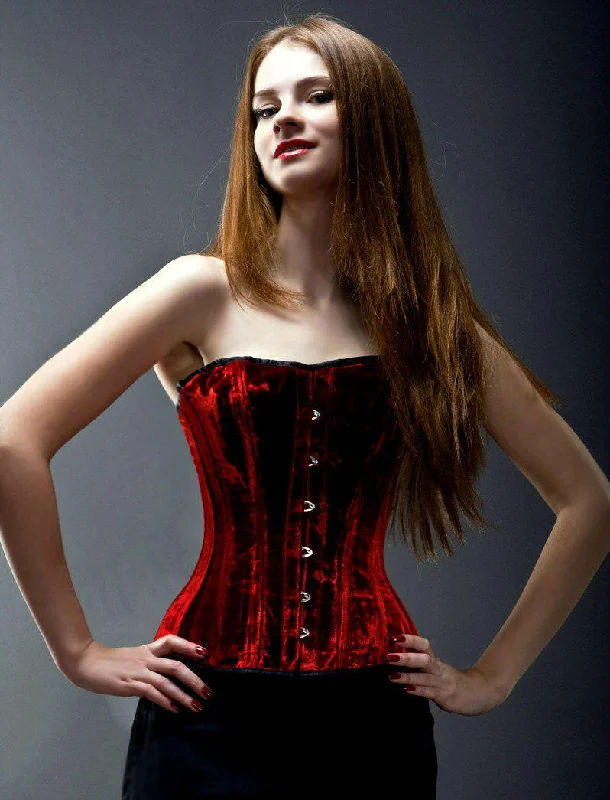 Halfbust velvet steel-boned authentic heavy corset for tight lacing made to measures