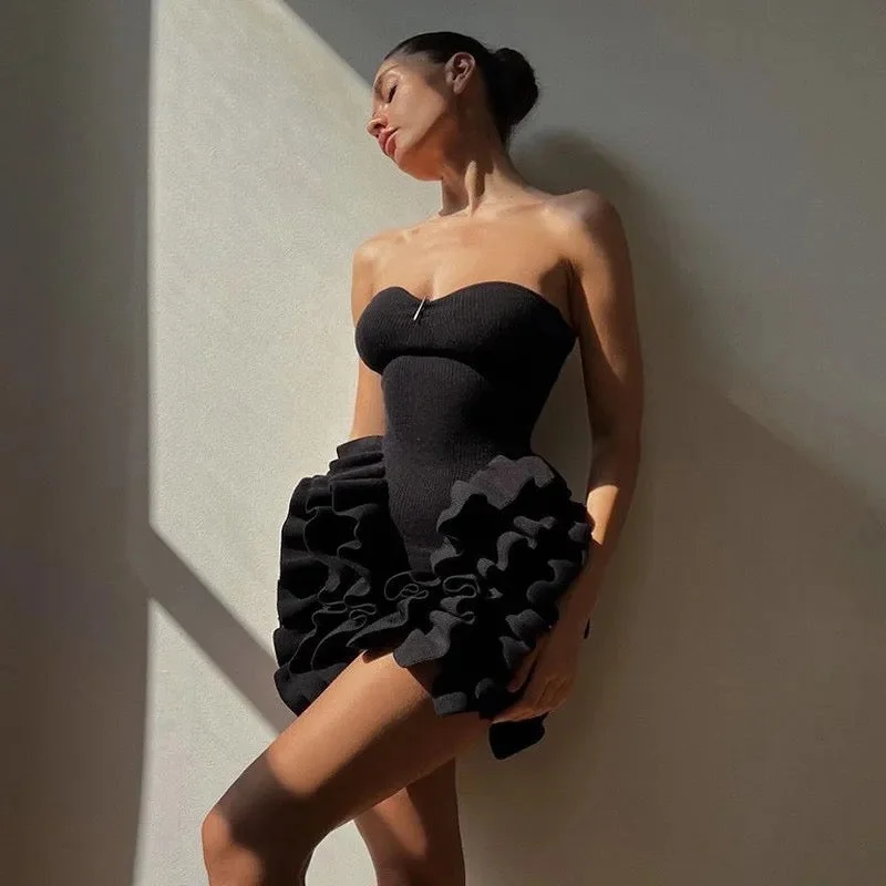 Green sexy dresses for a fresh and vibrant styleVairo Offshoulder Ruffled Dress in Black