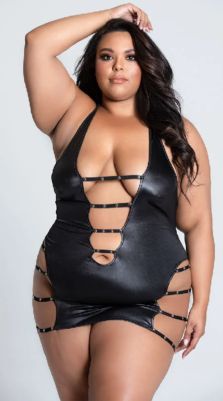 Plus Size Portia Faux Leather Strappy Dress