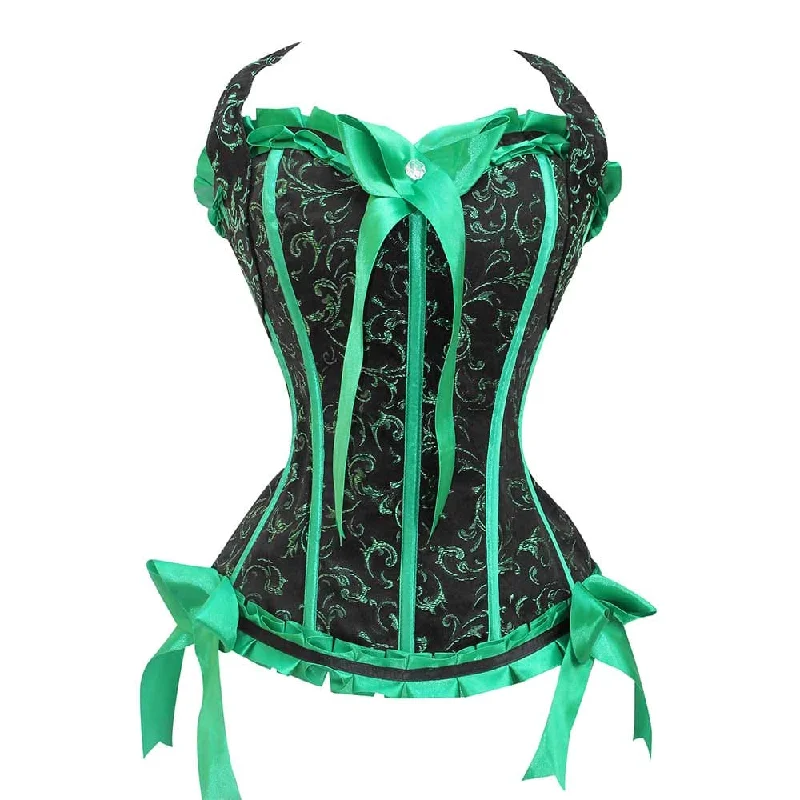 Green Floral corset - Steampunk  Corset