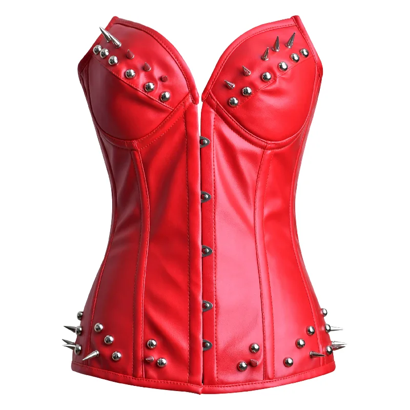 Red Leather corset Top - Over Bust