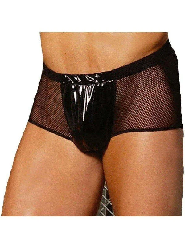 Designer Lingerie Sets for Women Elegant Moments IS-V9234 Men's Fishnet shorts with vinyl front