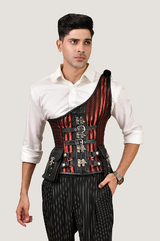 Hollywood - glamour bustiers for a red - carpet effectRed Brocade Corset with Shoulder Strap