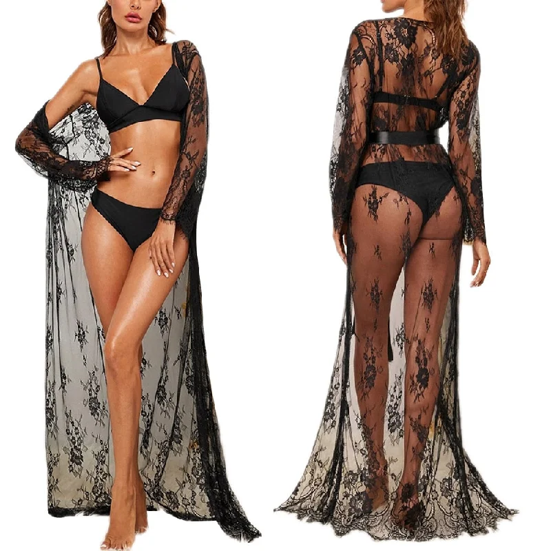 Sexy prom dresses for a memorable nightNew Women Long Sleeve Lace Robe Dress Fashion Solid Sexy Perspective Pajamas Robe Sleepwear Underwear Lingerie Satin Silk Belt Sexy prom dresses for a memorable nightNew Women Long Sleeve Lace Robe Dress Fashion Solid Sexy Perspective Pajamas Robe Sleepwear Underwear Lingerie Satin Silk Belt