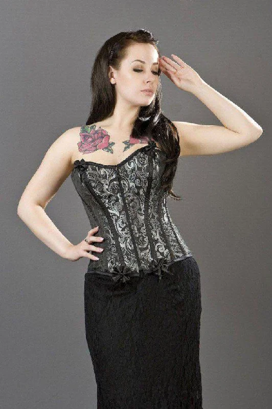 Daisy Overbust Lace Up Fashion Corset In Scroll Brocade