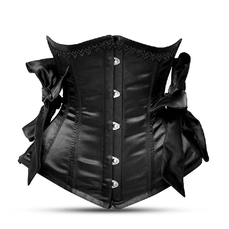 Black satin corset top -Under Bust Corset