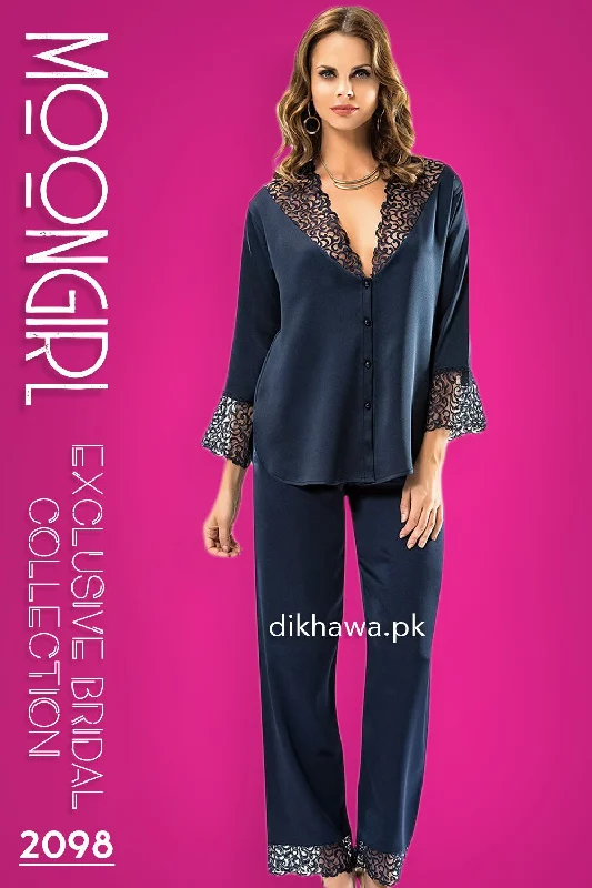 High - necked sexy dresses with a low - back detailMoongirl - Exclusive Bridal Wedding Nightdress & 2Pc Pajama Set 2098 - Turkish Brand High - necked sexy dresses with a low - back detailMoongirl - Exclusive Bridal Wedding Nightdress & 2Pc Pajama Set 2098 - Turkish Brand