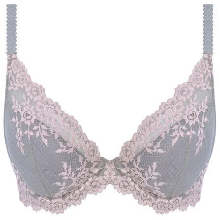 Elegant French Lace Lingerie for WomenWacoal Embrace Lace Plunge Underwired Bra - Smoke/Crystal Pink