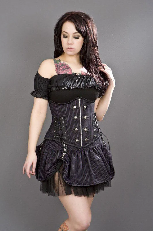 Steampunk - themed bustiers with brass accentsRock Underbust Striped Corset With Studs Steampunk - themed bustiers with brass accentsRock Underbust Striped Corset With Studs