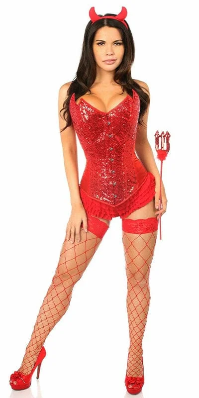 Sexy Deluxe 4 Piece Devilicious Corset Halloween Costume