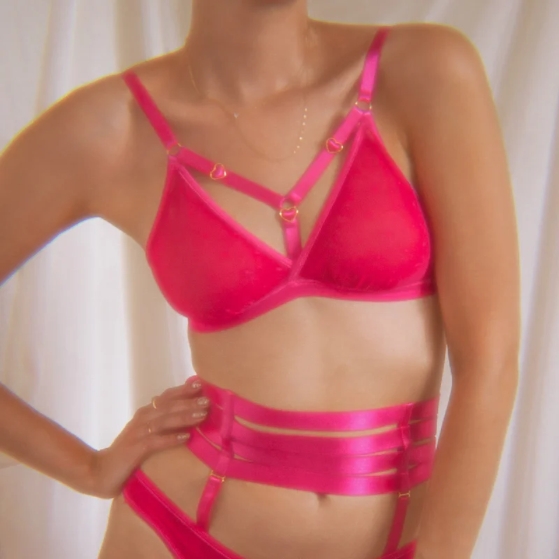 Lingerie for Women Over 50Hearts of Venus Strappy Bralette in Hot Pink
