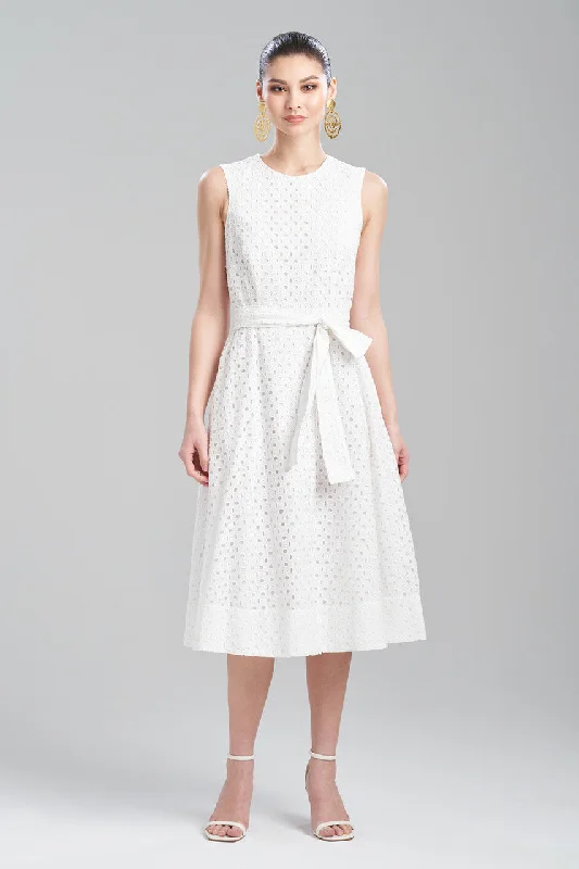 Cotton Eyelet Belted Dress