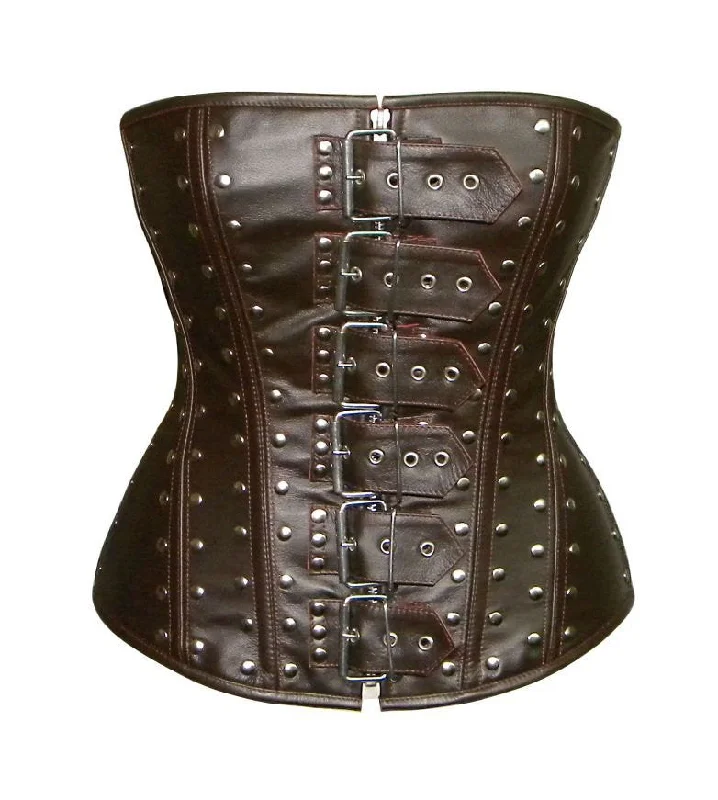 Modern - design corsets with a minimalist aestheticLambskin steampunk style overbust corset with metal (brown and black).