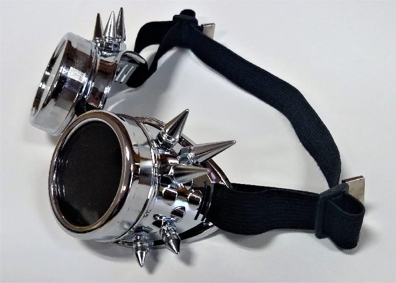 Silver Spiked Steampunk Goth Goggles