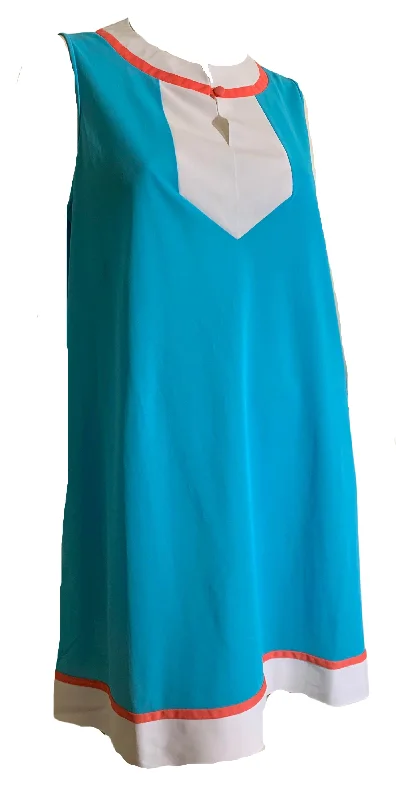Women's Corset Style Lingerie Aqua and Orange Nylon Mini Nightgown circa 1960s