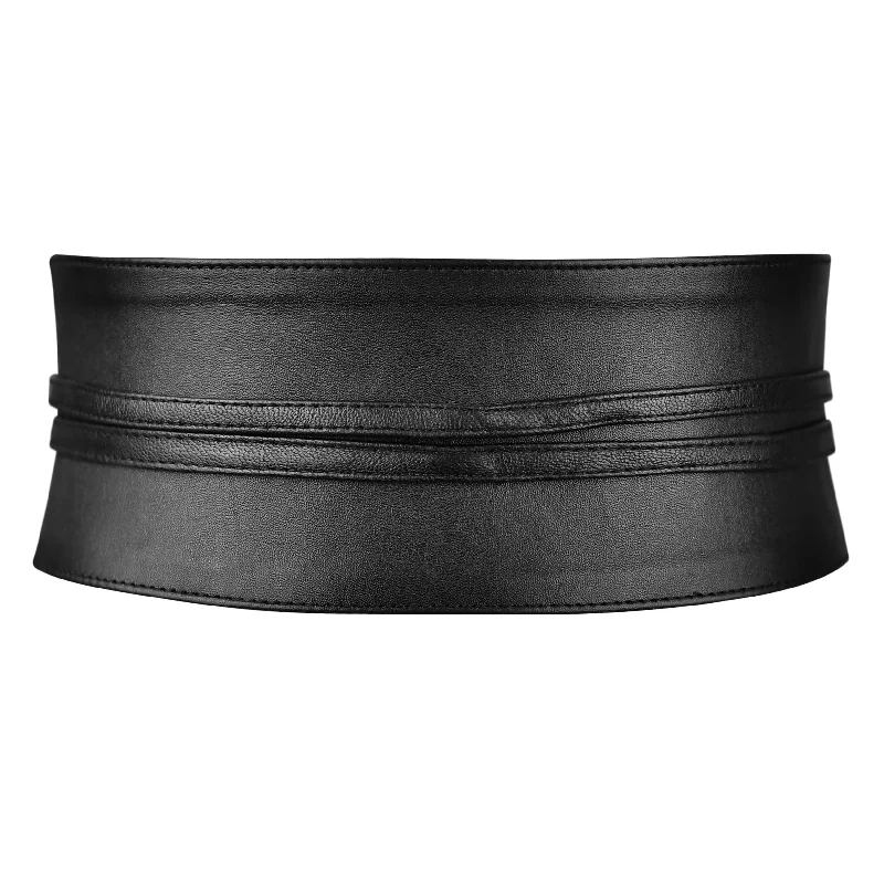 Black Leather Fashion Corset Belt - Waist Belt