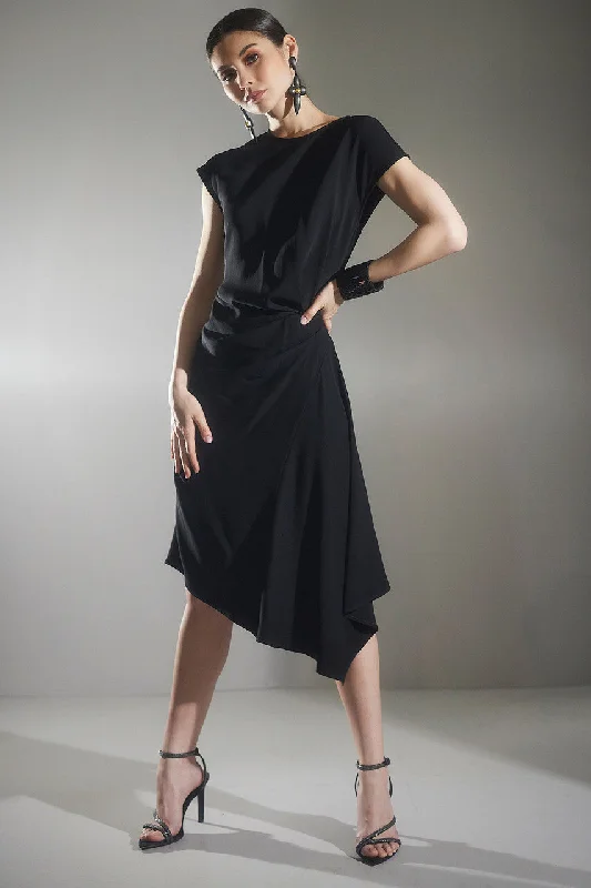 Stretch Crepe Side Drape Dress