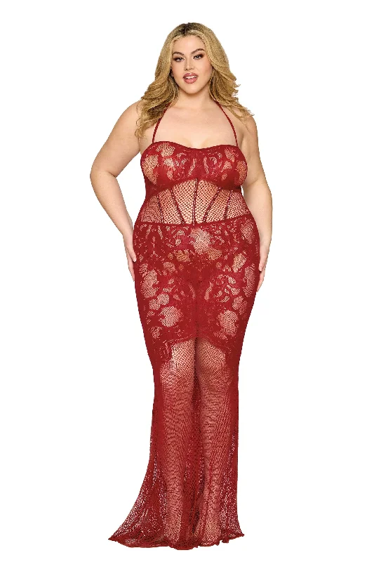 Sexy wedding guest dresses for a formal celebrationPlus Size Rouge Body Stocking Dress
