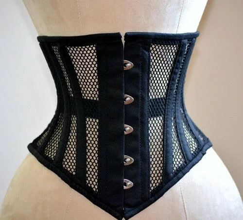 Microfiber corsets for a lightweight optionMade to measures authentic steel boned underbust underwear corset from transparent mesh and cotton