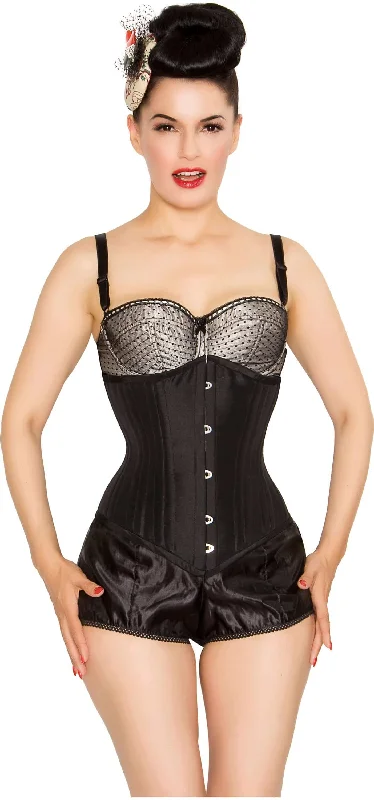 Silk bustiers for a luxurious and smooth feelWaist Training Tightlacing Long Corset Cincher In Black