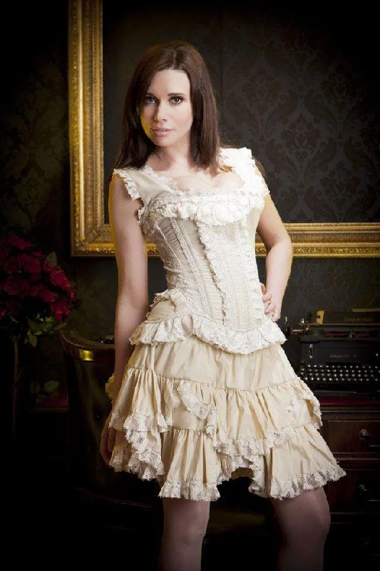 Animal - print bustiers for a wild and fierce stylePrincess Overbust Corset With Straps In Cream Taffeta