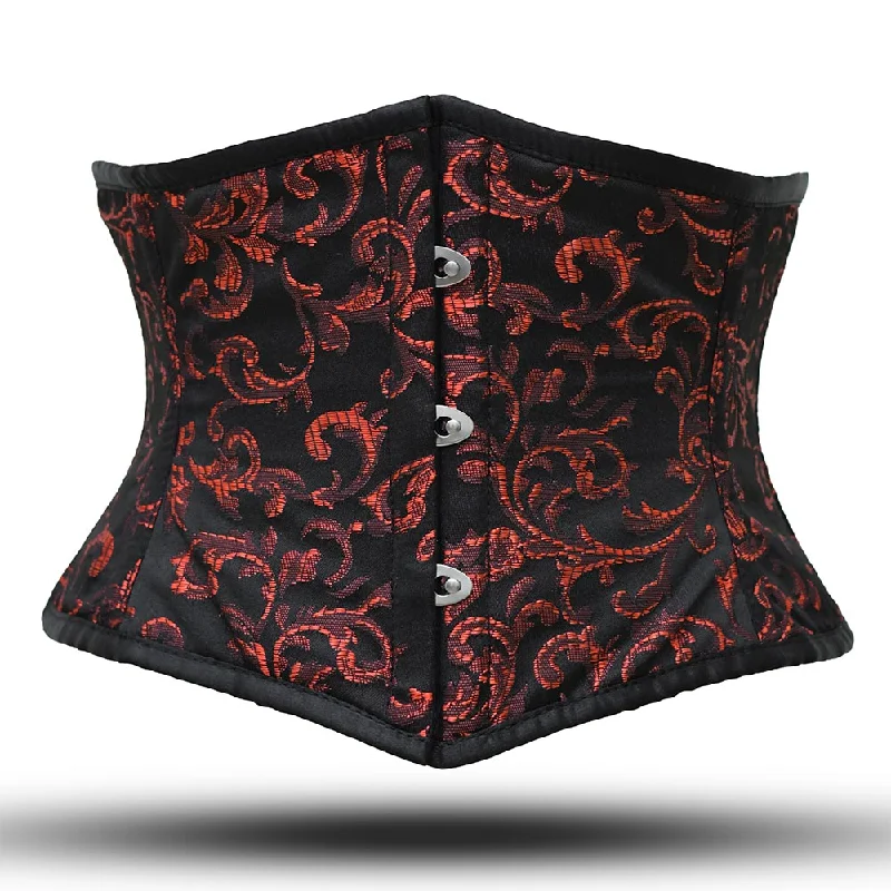 Short torso Red and black underbust corset