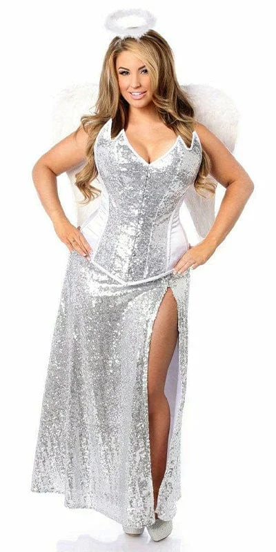 Sexy Deluxe 4 Piece Sequin Angelic Corset Halloween Costume