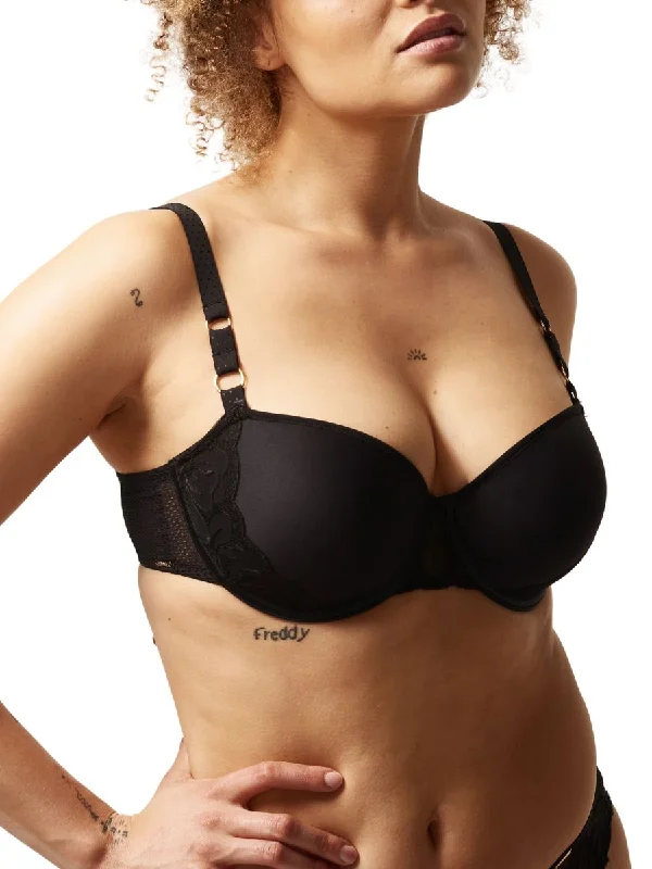Plus Size Lace Lingerie for Women Fleurs Half Cup Memory Bra - Black