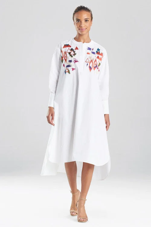 Cotton Poplin Embroidered Shirtdress