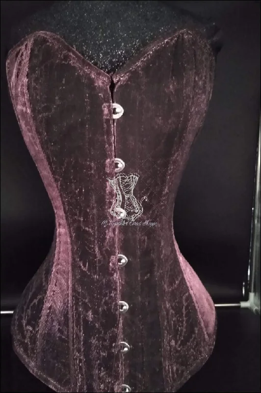 Victorian - era corsets with intricate boning detailsSilk Overbust Corset; Sparkle Purple