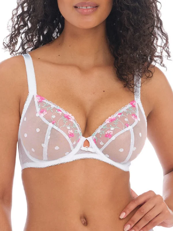 Sexy Lingerie for Women with Stockings Awakening Demi Plunge Bra - White