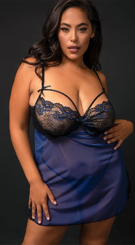 Women's Silk Lingerie Sets Plus Size Savannah Sheer Babydoll Set
