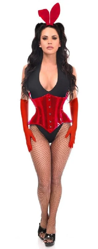 Sexy Four Piece Red Festival Bunny Corset Costume