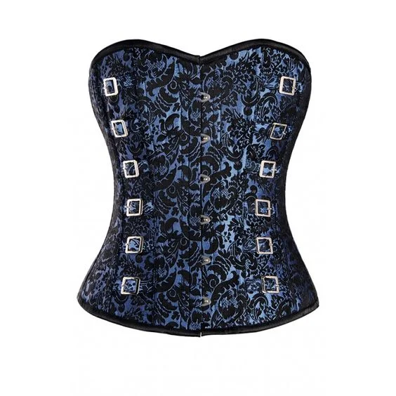 Red corsets for a passionate and attention - grabbing styleCataldi Blue and Black Brocade Pattern Corset with Silver Buckle Detail