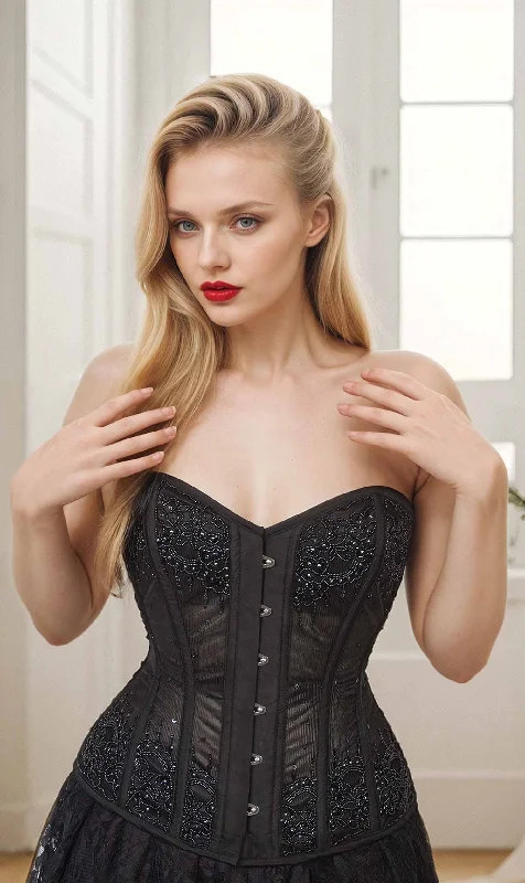 Black bustiers for a classic and versatile lookSweetheart Mesh Couture Corset (ELC-701) Black bustiers for a classic and versatile lookSweetheart Mesh Couture Corset (ELC-701)