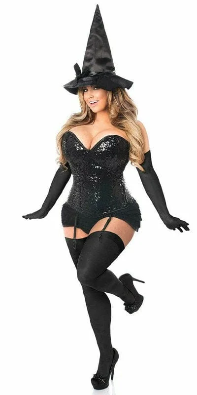 Sexy Deluxe 4 Piece Sequin Witch Corset Halloween Costume