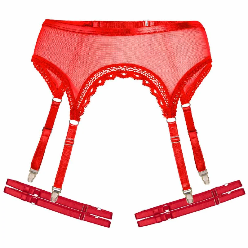 Lingerie with Adjustable Straps for WomenRose Red Overt Garter Set